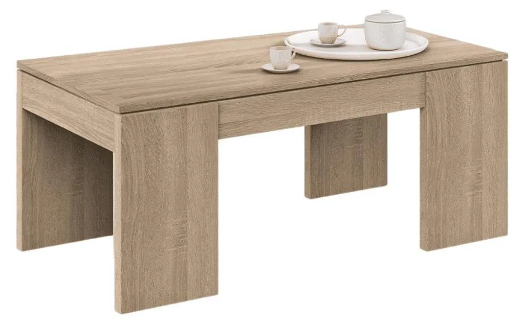 Table Basse Relevable Kendra L100 cm avec Coffre de Rangement Intégré