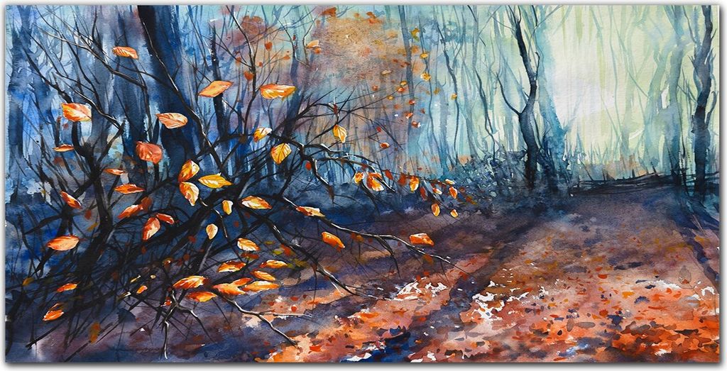 Coloray Bild aus Acryl 140 cm x 70 cm - Wohnzimmer Bild auf Acrylglas Wanddekoration Gehärtetes Acryl Dekoration Küche - Wald Blätter