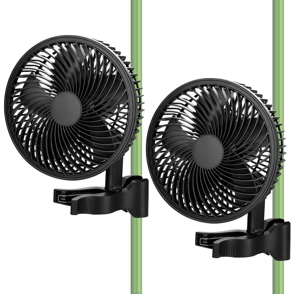 2 PCS 150mm 9W Grow Clip-Ventilator 2000 U/min 320 CFM 28 dB 10 Stufen, 90° Horizontal, EC-Motor, Klemmgriff, Tischventilator Growzelt & Zimmer