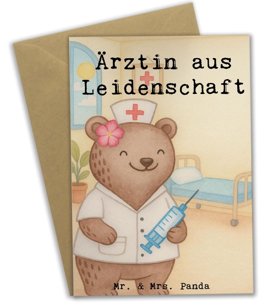 Mr. & Mrs. Panda Grußkarte Ärztin Leidenschaft Design - Weiß - Geschenk, weihnachtskarten, hochzeitskarten, Doktorin, Beruf, Krankenhaus, Spruch...