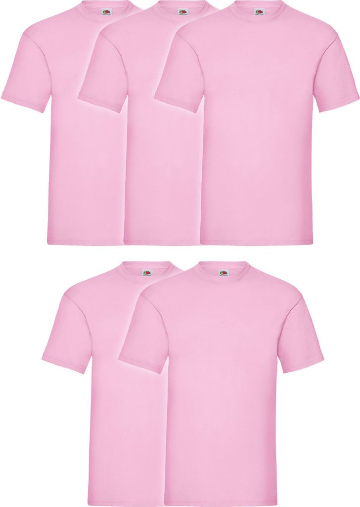 5er Pack Fruit of the Loom Valueweight T-Shirt + GRATIS MyShirt Stoffbeutel Farbe: rose Größe: S