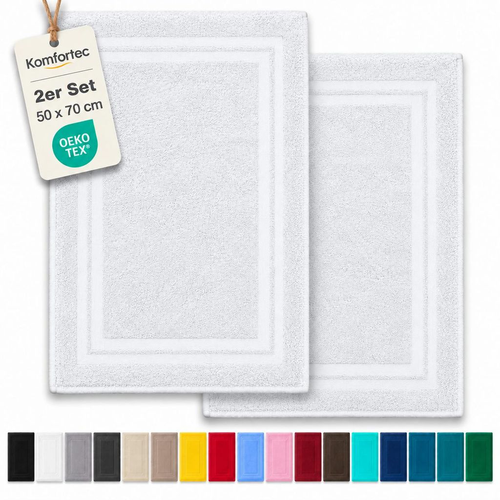 Komfortec Badematte 2er Set 50x70 cm, 100% Baumwolle, 600 Produktbild 