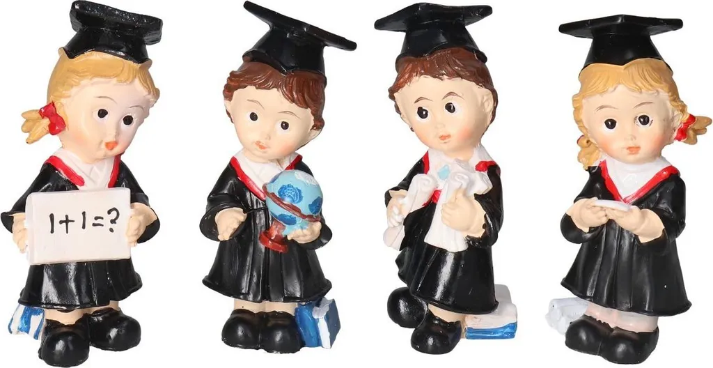 Figurine Fin d'Études 4Pcs pour Déco de Bureau et Cadeau Félicitations