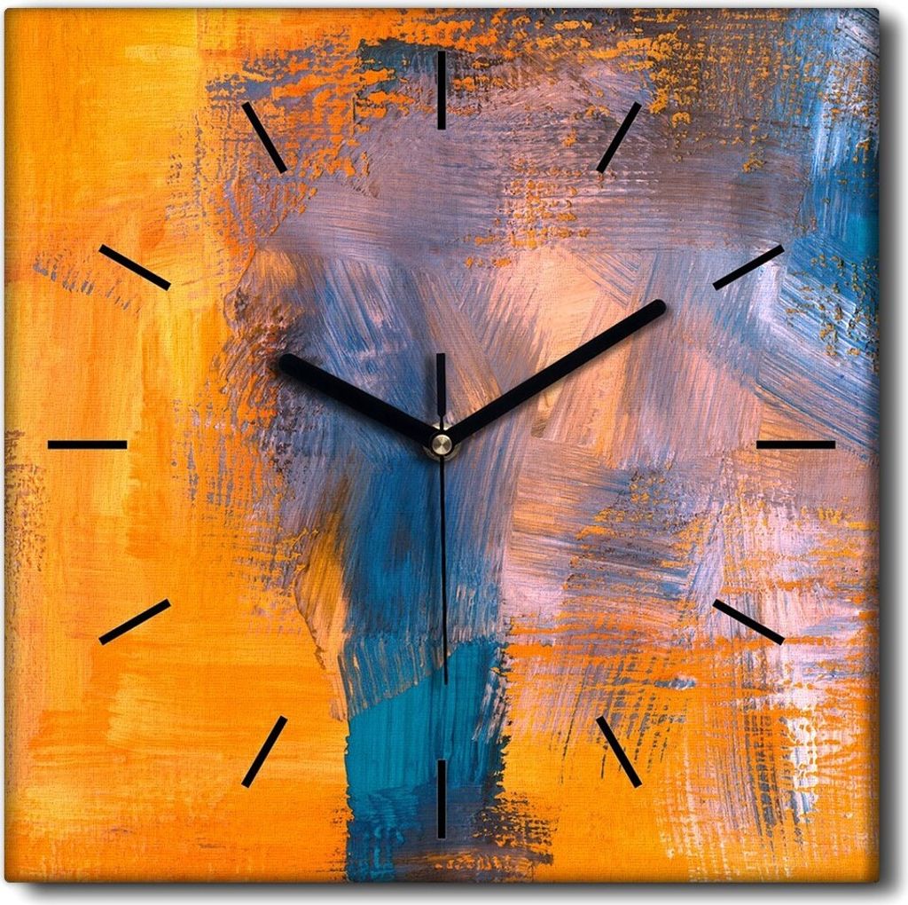 Coloray Uhr auf Leinwand 30x30 cm Wand Uhr Dekoration Wohnzimmer Segeltuch schwarze Hände -Abstraktion Kunstkunst