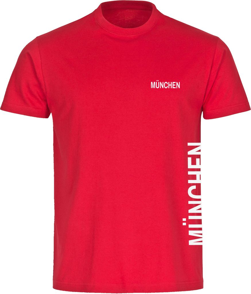multifanshop Herren T-Shirt - München rot - Brust & Seite, rot, Größe S