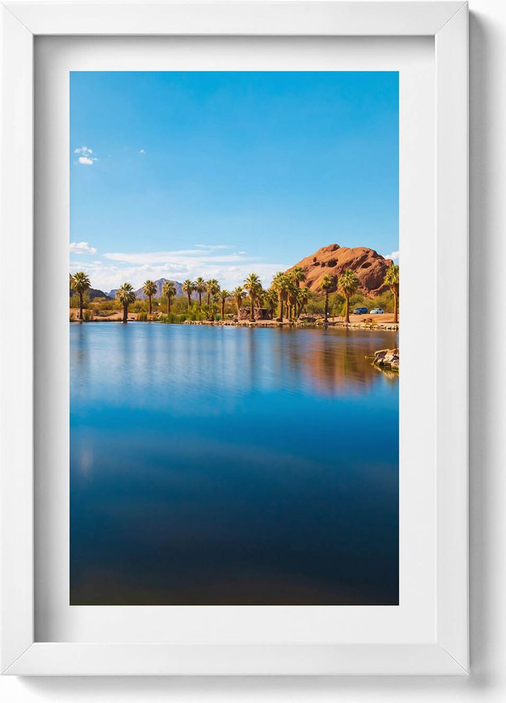 Landschaft des Papago-Parks– Wandbild mit Rahmen – Gerahmtes Bild – Wanddekoration – 20x30 cm – Weiß