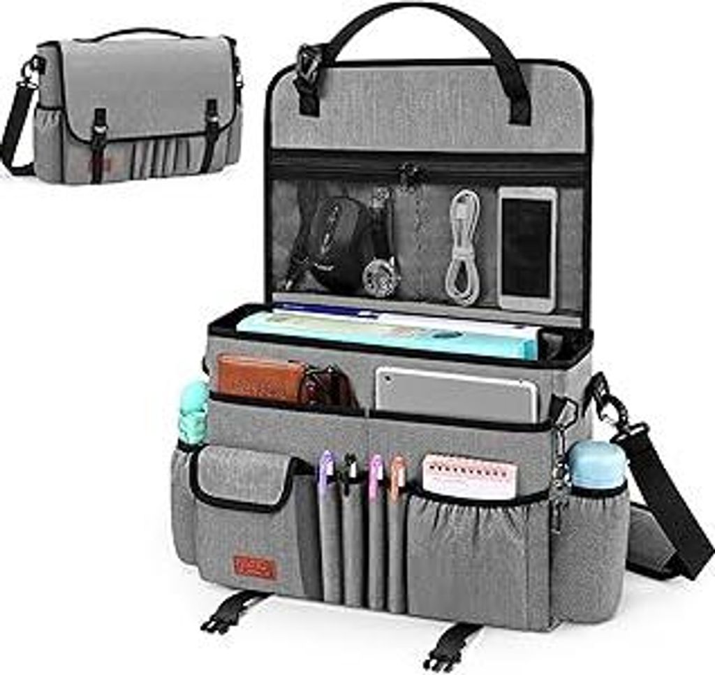 Autositz Organizer Vordersitz - 2 in 1 Auto Organizer mit Laptopfach für 15-17 Laptop & Aktentasche, Rücksitz Organizer für Kinder, Grau