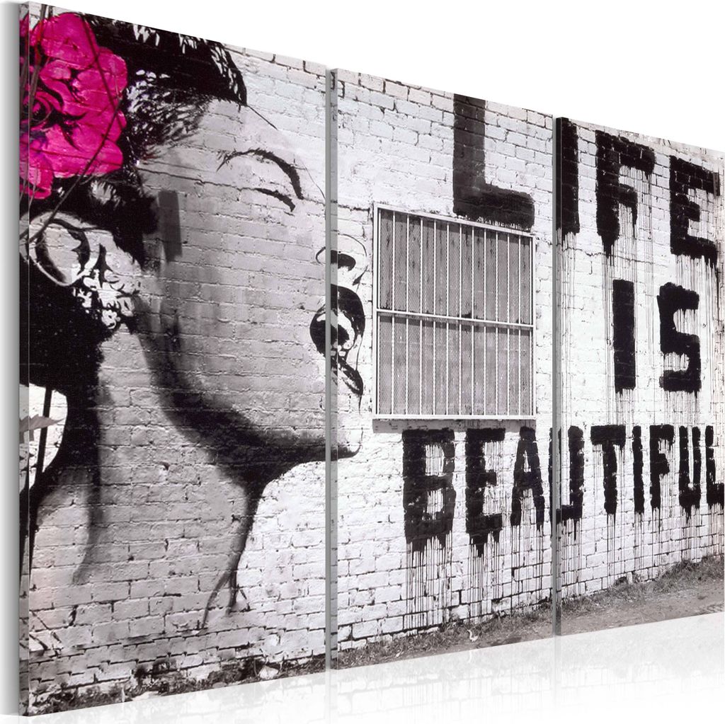 Modernes Wandbild 030115- 3 (120x80) - 3 Teilig Bilder Fotografie auf Vlies Leinwand Foto Bild Dekoration Wand Bilder Kunstdruck Banksy