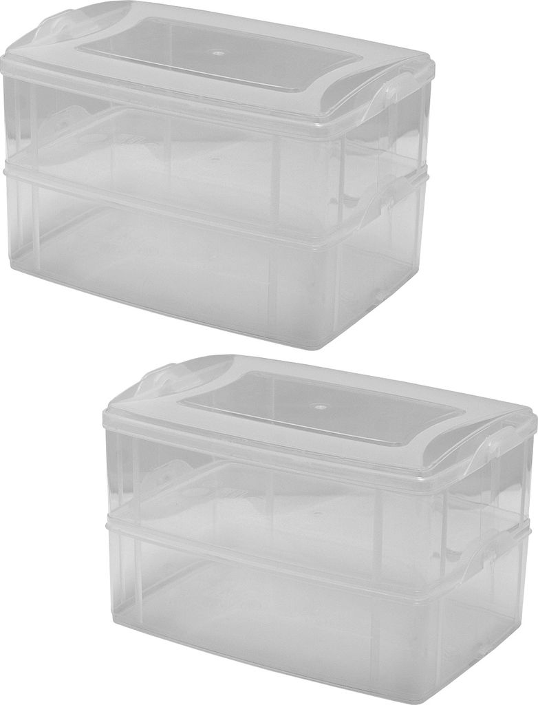 2x 2-teilige Frischhaltedose mit Deckel Behälter Aufbewahrungsbox 2 x 2,2L