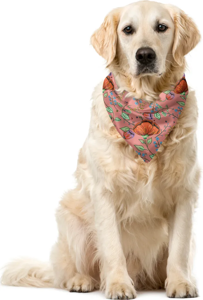 Bandana Cane ABAKUHAUS 40x40 cm Lavabile - Fiori Magnolia Resistenti