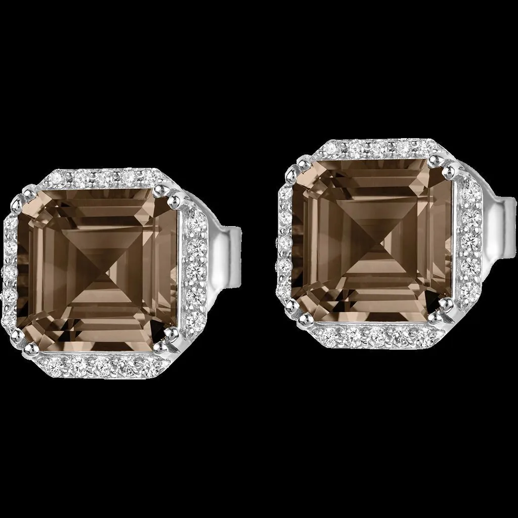 Jacques Lemans SE-O104I Boucles d'oreilles Argent et Quartz Fumé