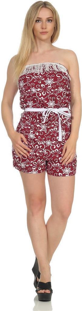 Damen Jumpsuits Bandeau Overall mit Taschen; Bordo/M