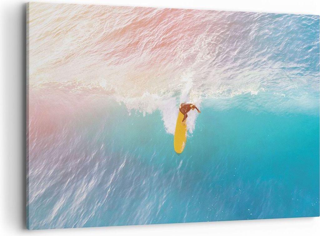 Bild auf Leinwand - Leinwandbild - Einteilig - Surfen Welle Licht - 100x70cm - Wand Bild - Wanddeko - Wandbilder - Leinwanddruck - Bilder - Wanddek...