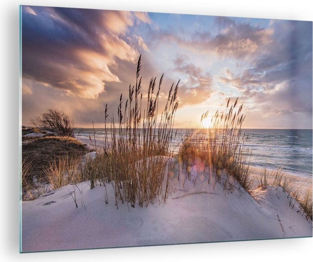 Bilder auf glas - Einteilig - Westen auf der Strand - 70x50cm - Glasbilder - Wandbilder - Bilder - zum Aufhängen bereit - Wanddekoration aus Glas ...