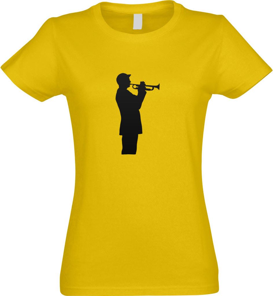 Kiwistar - T-Shirt tailliert - Damen - gelb - Trompetenspieler - Jazz - mit Motiv Bedruckt - Funshirt Design - Sport - Freizeit - Damen - XL