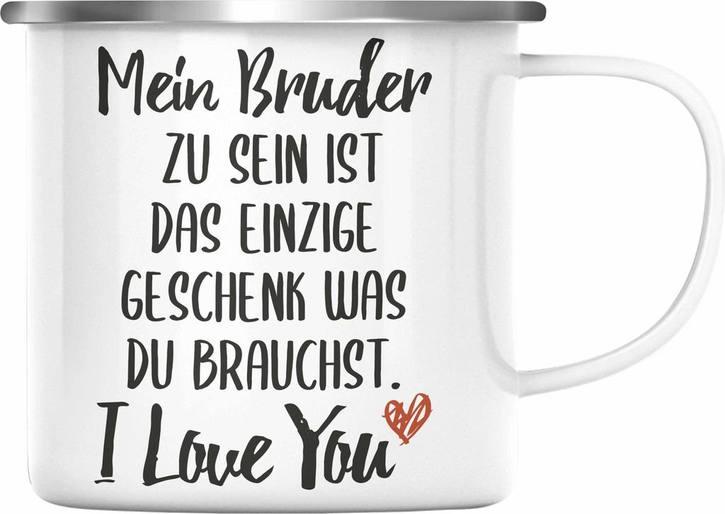 Trendation - Bruder Schwester Emaille Tasse Geschenk von Produktbild 
