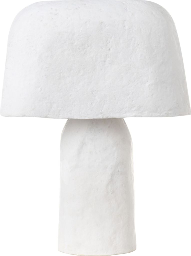 BELIANI Tischlampe Weiß aus Pappmaché Handgefertigt Modernes Design Tischleuchte Nachttischlampe Wohnaccessoires