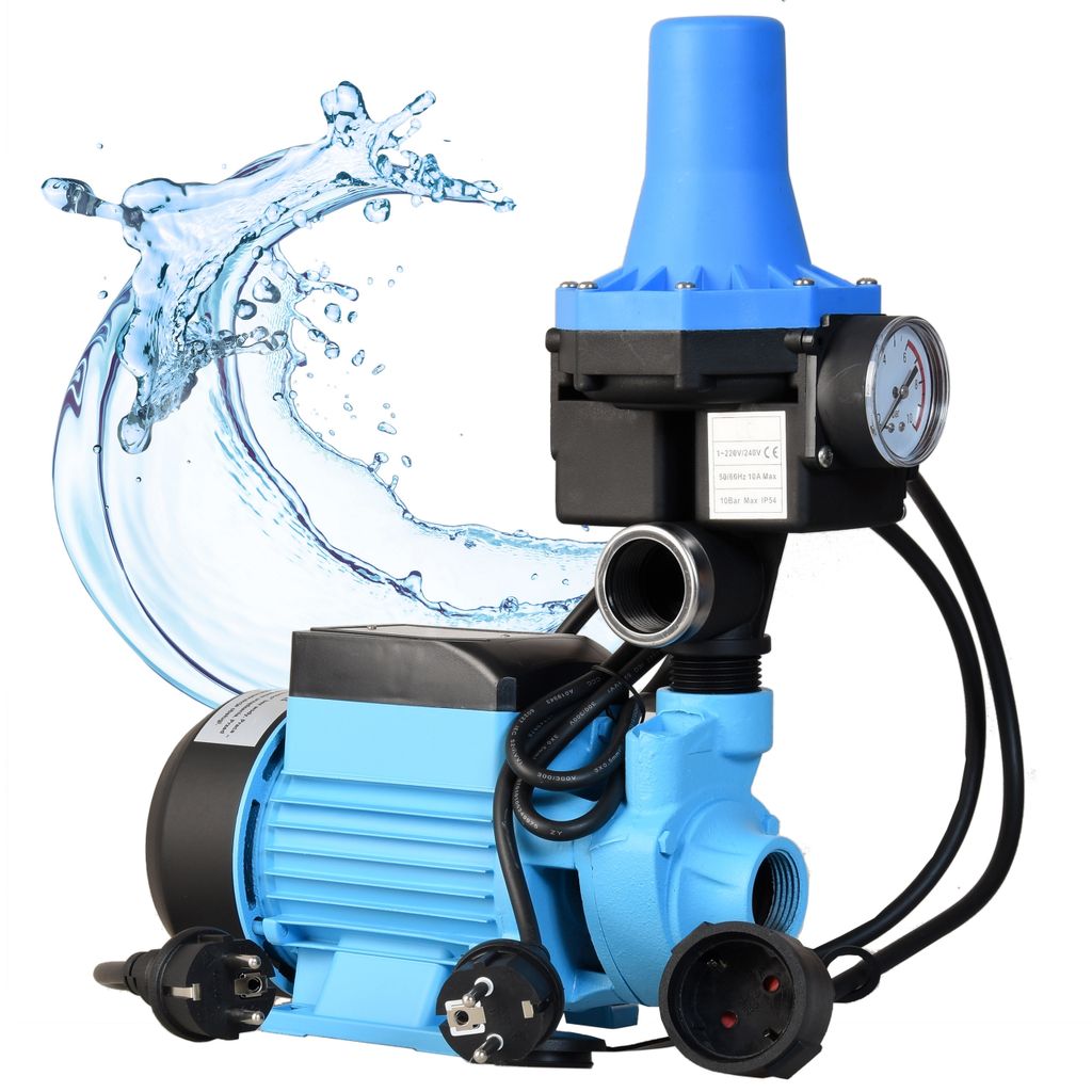 Wasserpumpe QB 60 mit Druckschalter CSK 31 - Pumpensteuerung - Gartenpumpe (370W 2100l/h Förderhöhe 39m) Einschaltdruck einstellbar Trockenlaufsc...