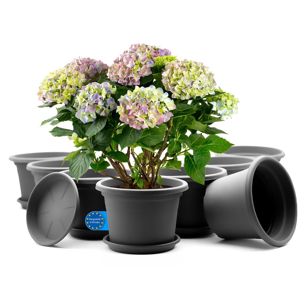 BigDean 8 Stück Blumentopf mit Untersetzer rund ø 20 cm Produktbild 