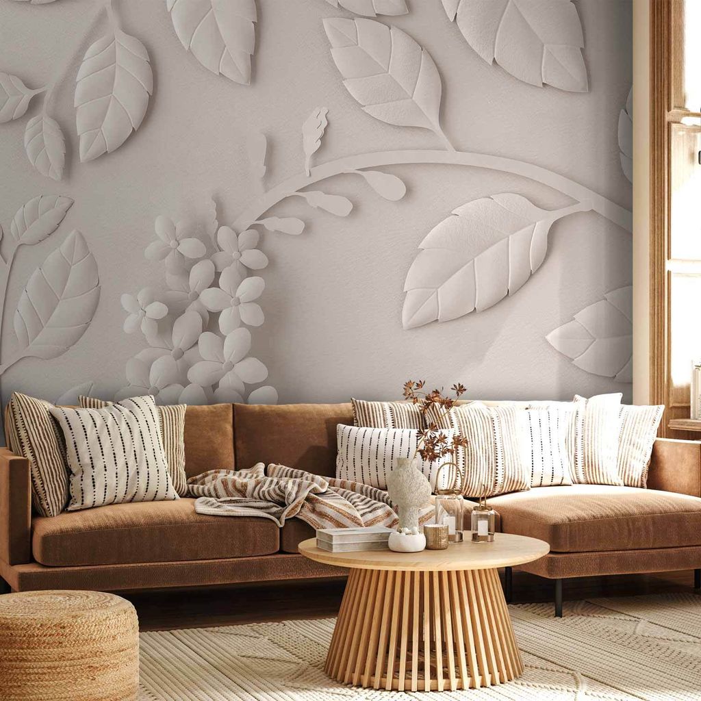 Selbstklebende Folie Fototapete - Paper Flowers (Cream) 294x210 cm Blumen b-C-0208-a-d