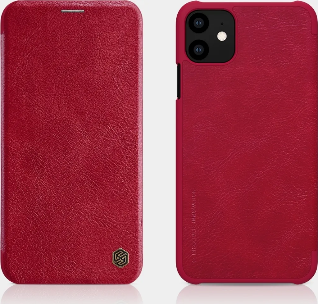 Custodia Antiurto iPhone 11 Pro Max Rosso Similcuoio Flip Portacarte - 1