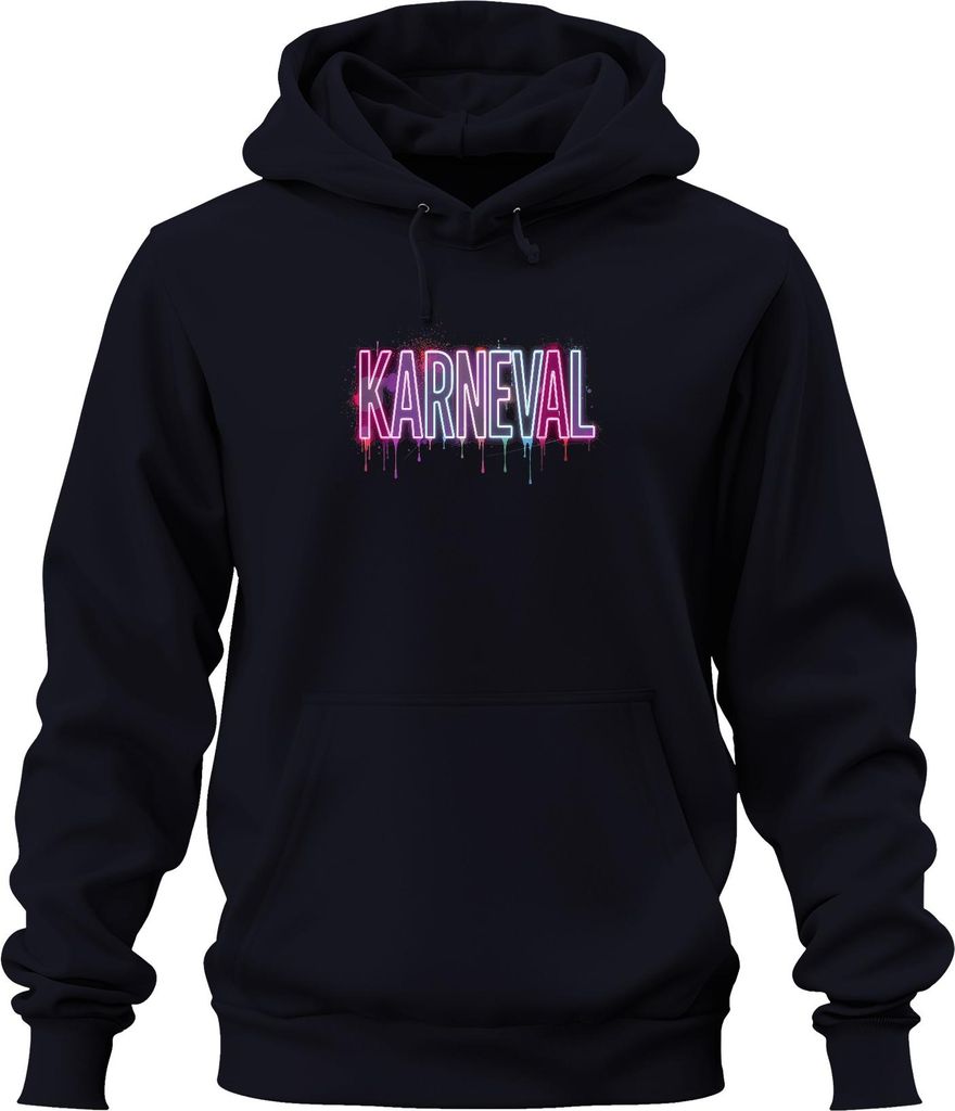 Karneval Neon bunt Fasching Kostüm Party Köln Karnevalsfan Uni Hoodie Kapuzenpullover, Navy, S