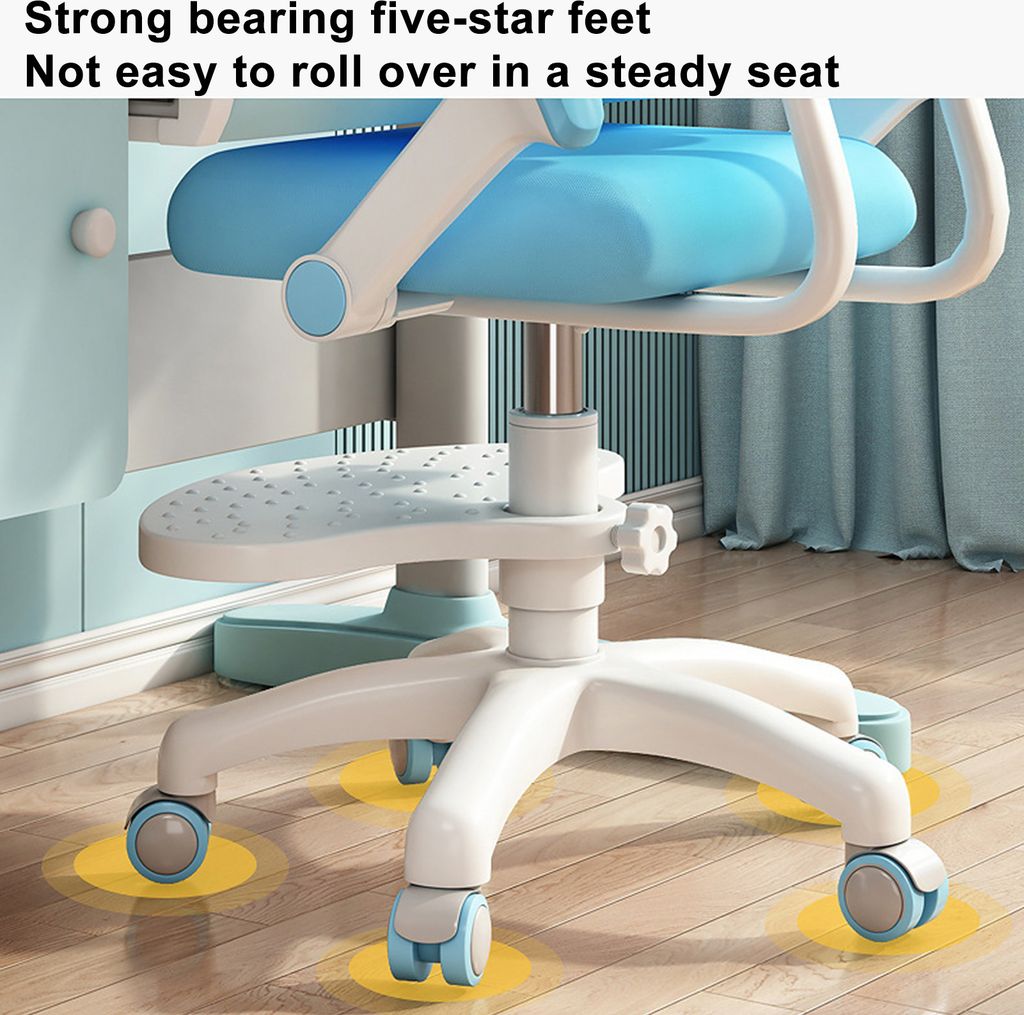 Yulewiix Kinder Drehstuhl Mit Rädern - Höhenverstellbarer Lernstuhl Für Kinderzimmer & Homeoffice