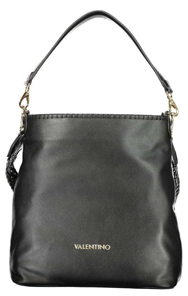 Schwarze Damenschultertasche mit abnehmbarem Gurt und Reißverschluss