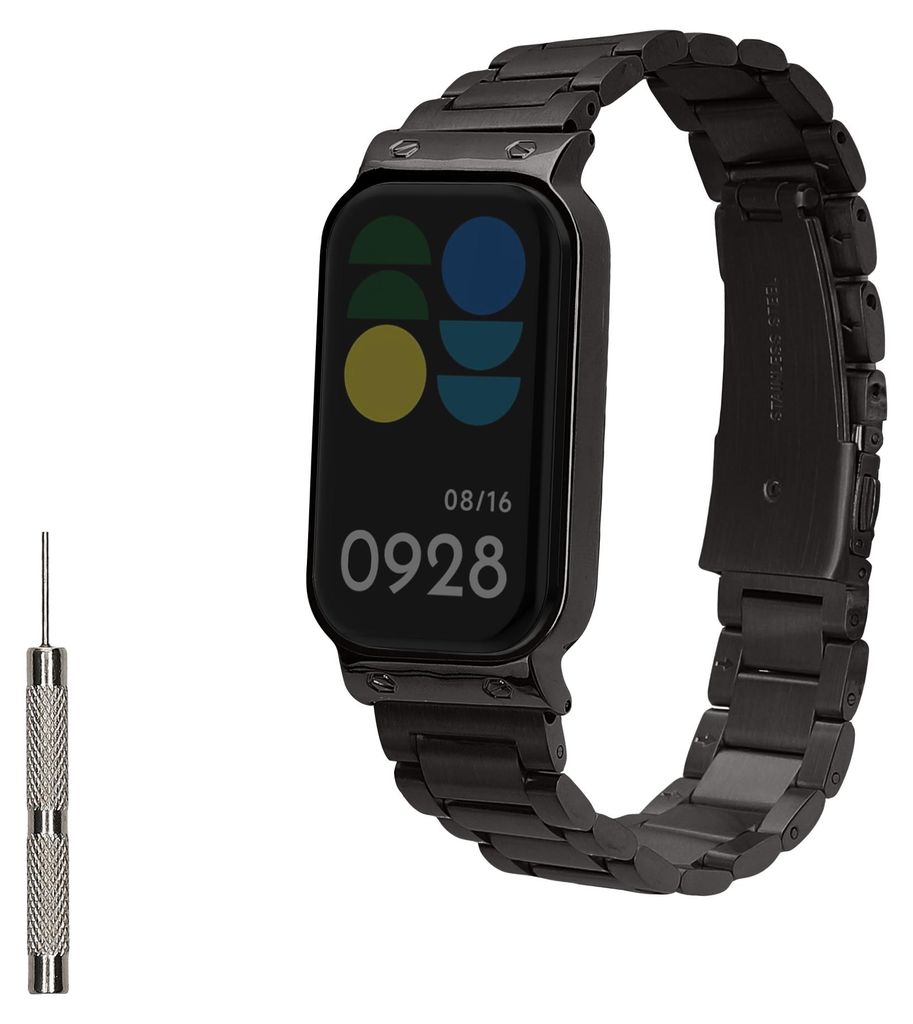kwmobile Edelstahl Uhrenarmband kompatibel mit Xiaomi Smart Band 8 Active / Redmi Band 2 Ersatz Armband - Ersatzarmband für Smartwatch - 14 - 22 cm