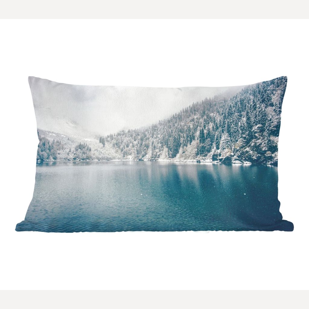 MuchoWow Zierkissen Sofakissen Wohnzimmer Dekokissen 60x40 cm Winter - Wasser - Schnee - Kopfkissen - Polster mit Foto