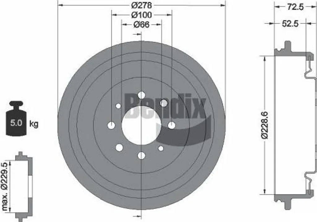 Tambour de Frein Arrière pour Renault Clio, Kangoo et Scenic - Bendix