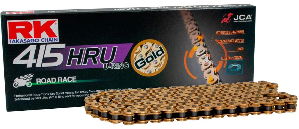 Chaîne de Transmission RK GB415HRU Road Racing U-Ring Or 130 Maillons