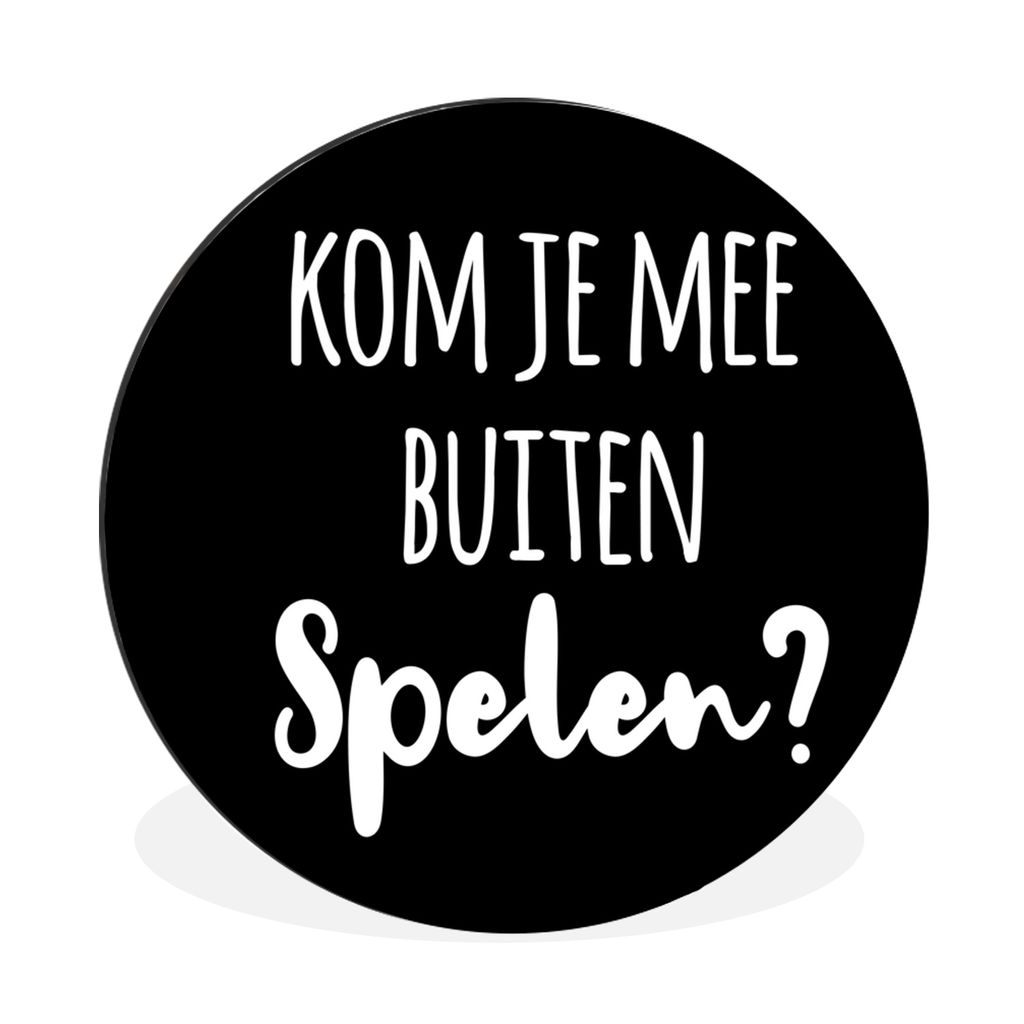 MuchoWow Aluminium Wandkreis Zitate - "Kommst du mit uns draußen spielen? - Sprichwörter Ø 60 cm Wanddeko Modern Wohnzimmer - Wand Kreis - Wan...