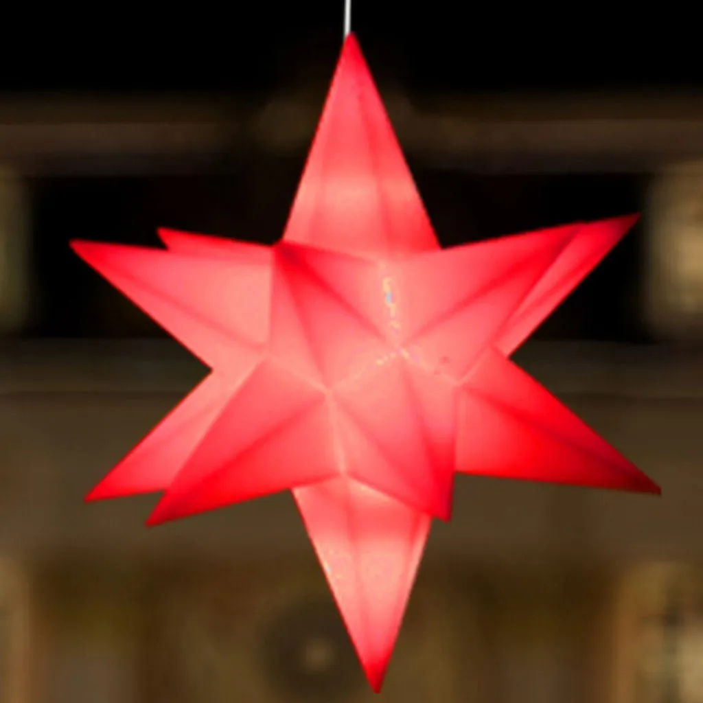 Stelle di plastica F-H-S, set di 3 stelle rosse + telecomando dimmer e timer