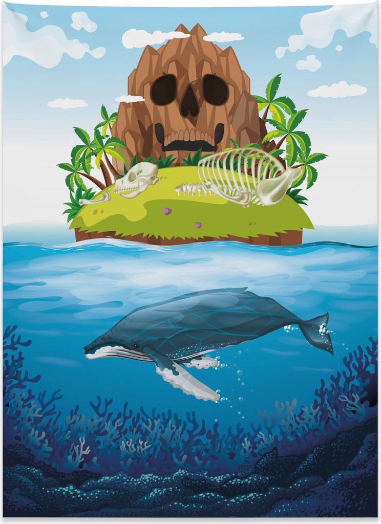 Abakuhaus Wal Wandteppich, Handgezeichnete Ocean Rainbow aus Weiches Mikrofaser Stoff Kein Verblassen Klare Farben Waschbar, 110 x 150 cm, Mehrfarbig