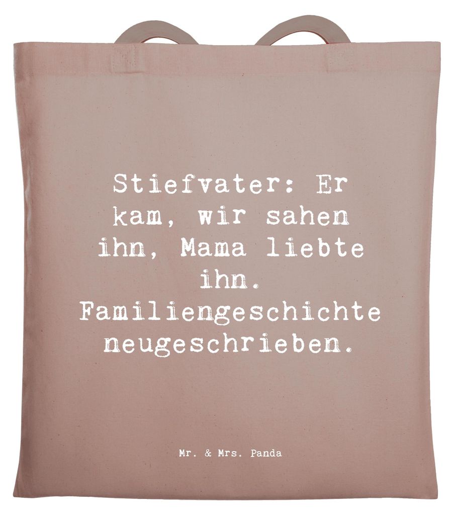 Mr. & Mrs. Panda Jutebeutel Spruch Stiefvater Liebe - Braun Pastell - Geschenk, Familie neu definieren, Weihnachten, Wertschätzung, Familiengeschi...