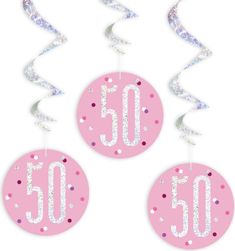 Hängedeko Swirl Glitz #50 Pink 6Stk./81cm