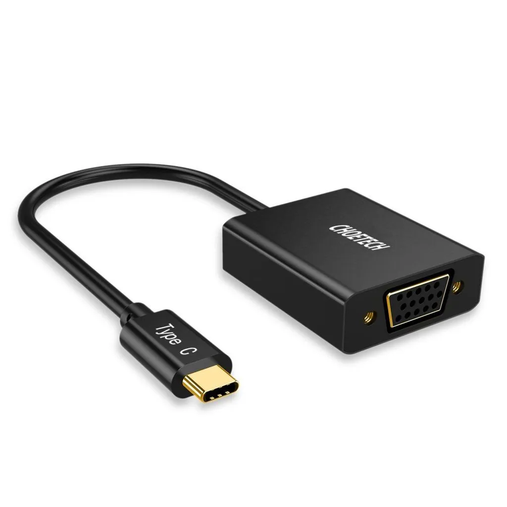 Adaptateur HUB USB-C vers VGA Full HD 1080p Noir Choetech - Modèle HUB-V01
