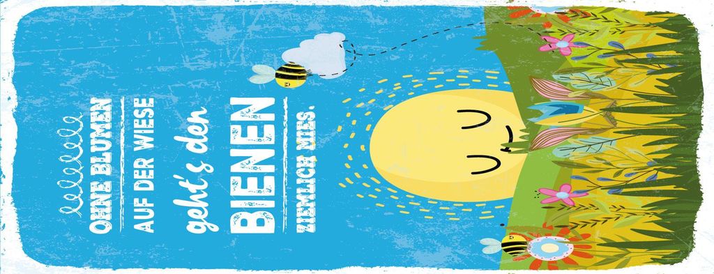 vianmo Blechschild 27x10 cm Ohne Blumen auf Wiese geht’s Bienen ziemlich Mies