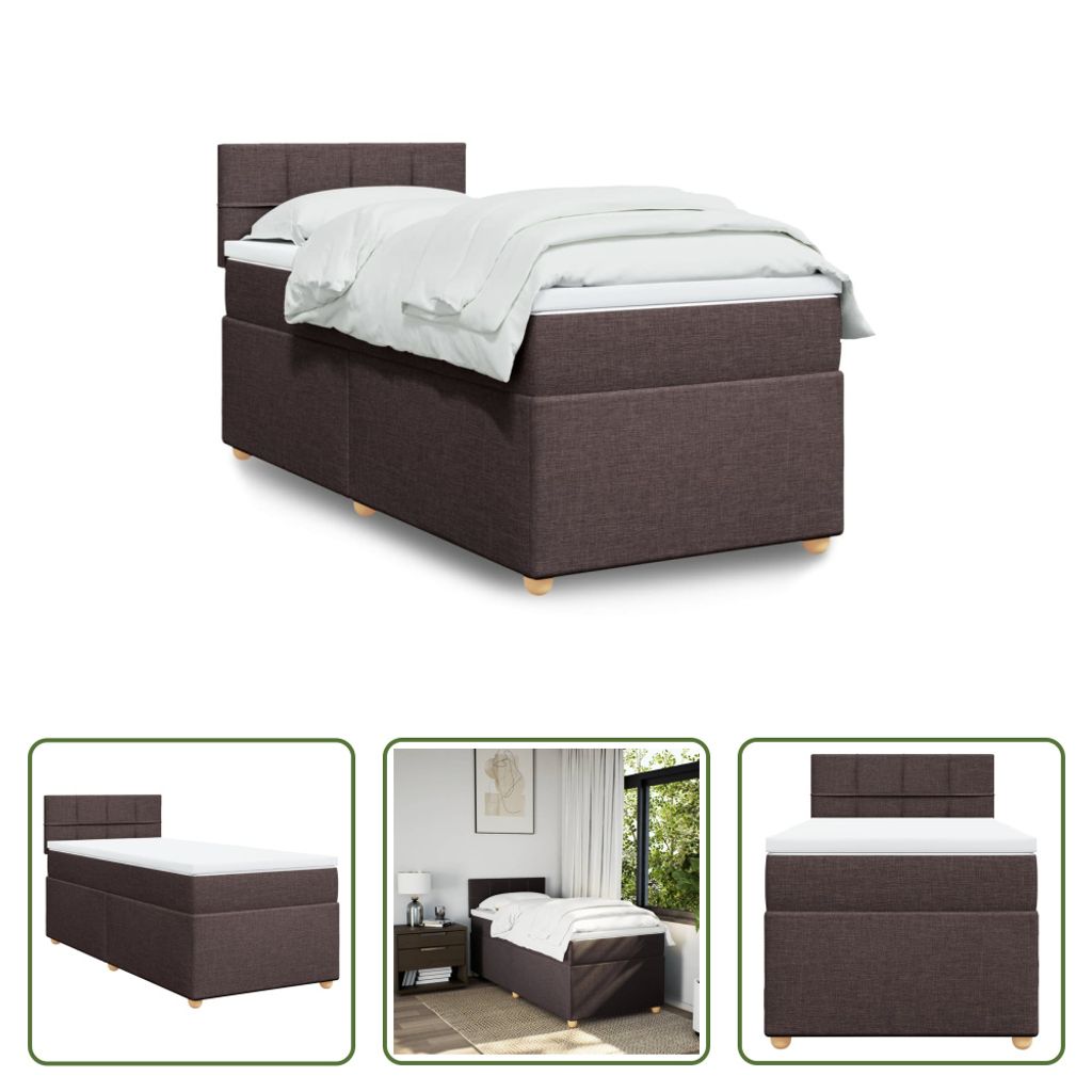 The Living Store Boxspringbett mit Matratze Dunkelbraun 80x200 cm Stoff