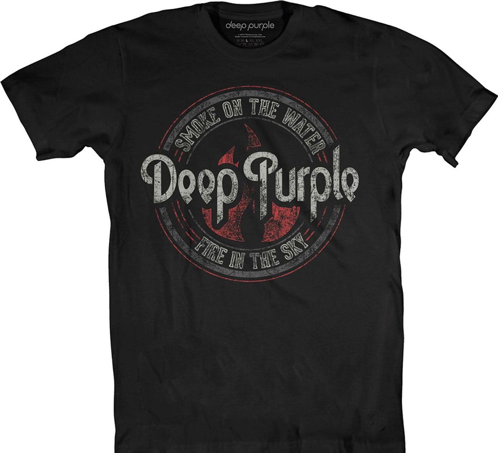 Deep Purple - "Smoke" T-Shirt für Herren/Damen Uni RO9701 (L) (Schwarz)