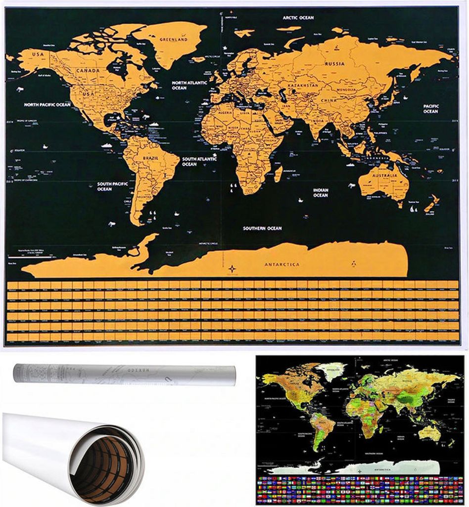 Mapa světa - stírací los s vlajkami Obrázek produktu 