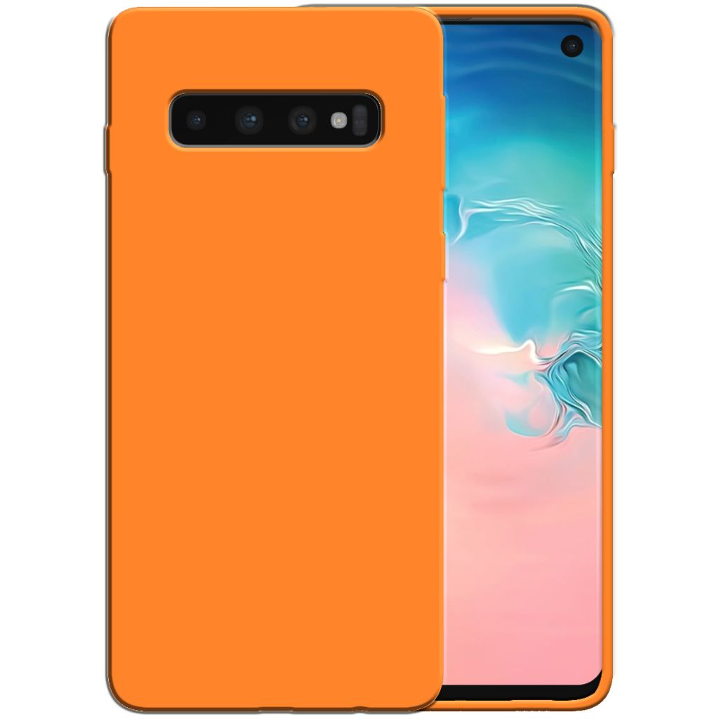 Smartphonica Silikonhülle für Samsung Galaxy S10 Plus Hülle mit weicher Innenseite - Orange