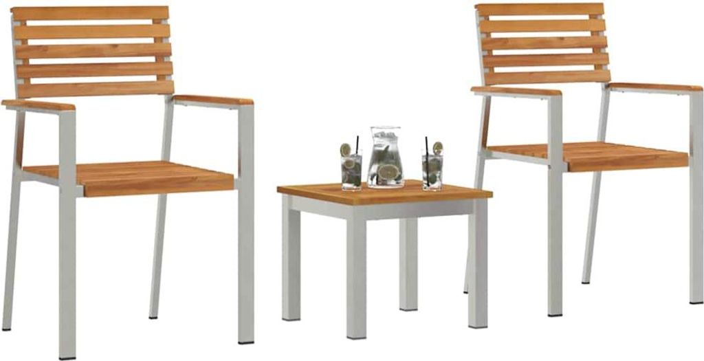 Garten Essgruppe 3 pcs Braun Massivholz Teak