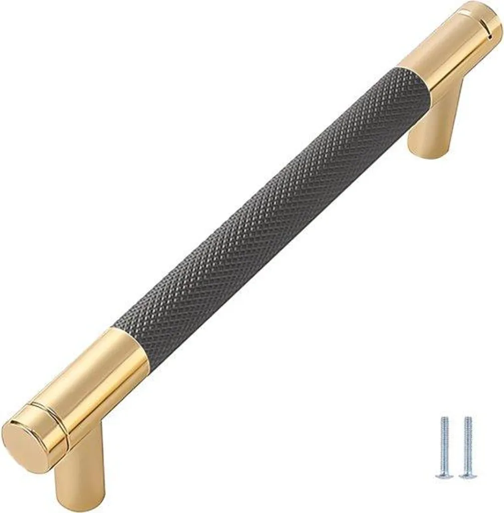 Lot de 10 poignées de tiroir 128 mm noir et or pour cuisine et bureau