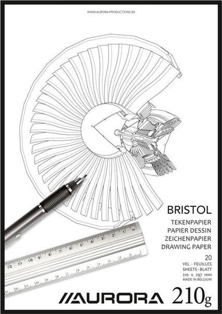 Aurora - Zeichenblock A4 20 Blatt 210 Gramm Bristolpapier | 10 Stück