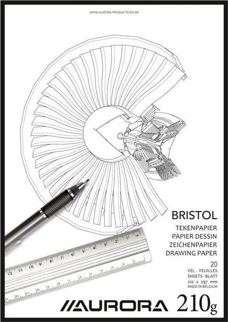 Bloc dessin bristol A4 Aurora 210g ultra blanc - 10 carnets de feuilles