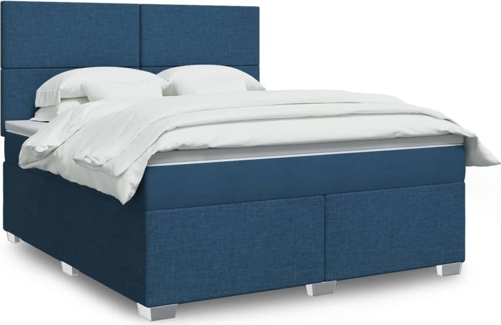 "2026 Promotion" Boxspringbett mit Matratze - Blau 180x200 cm - Stoff - Polsterbett CC15134