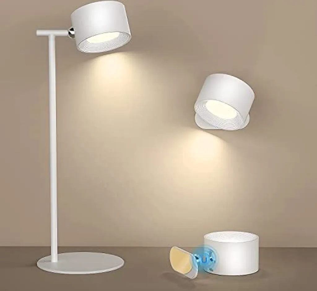 Lampada LED Dimmerabile Bianca: Ricarica Touch e Supporto Parete 360°