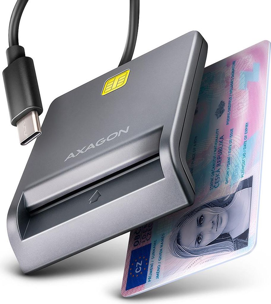 AXAGON CRE-SM3TC USB-C Czytnik kart inteligentnych/kart identyfikacyjnych, kabel 1,2 m | AXAGON
